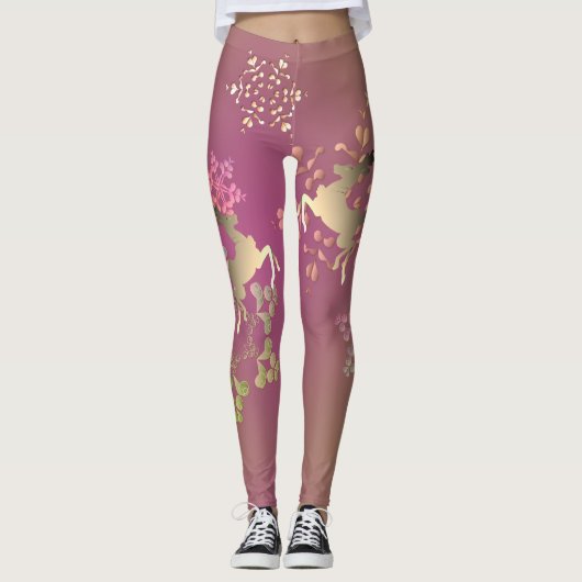 Snowflakes en rendieren leggings (Voorkant)