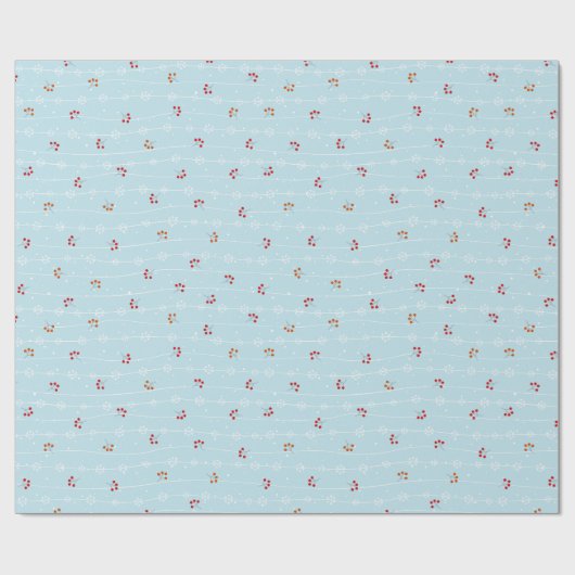 Snowflakes en rode bessen winterpatroon sherpa b cadeaupapier (Vlak)