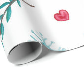 Snowflakes en rode harten voor kerstmis cadeaupapier (Rol Hoek)