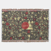 Snowflakes en sars met rode en gouden kerstbomen deken (Voorkant)