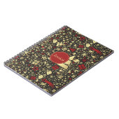 Snowflakes en sars met rode en gouden kerstbomen notitieboek (Linkerzijde)