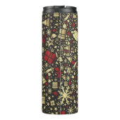 Snowflakes en sars met rode en gouden kerstbomen thermosbeker (Achterkant)