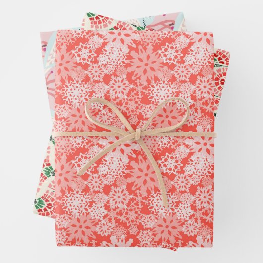 Snowflakes en schildpadden, kerstschroefset inpakpapier vel (In situ)