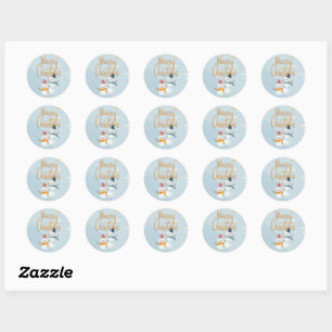 Snowflakes en sneeuwpoppen met fijne kerst ronde sticker