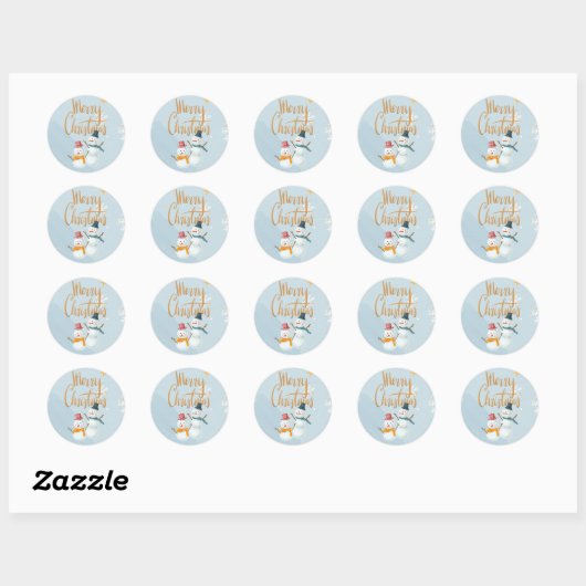 Snowflakes en sneeuwpoppen met fijne kerst ronde sticker (Vel)