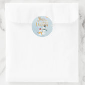 Snowflakes en sneeuwpoppen met fijne kerst ronde sticker (Tas)