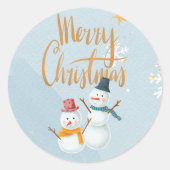 Snowflakes en sneeuwpoppen met fijne kerst ronde sticker (Voorkant)