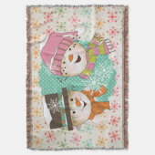 Snowflakes en Snowmen Holiday Throw Deken (Voorkant Verticaal)
