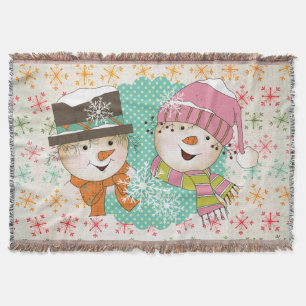 Snowflakes en Snowmen Holiday Throw Deken