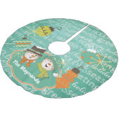 Snowflakes en Snowmen Typografie Tree Skirt Kerstboom Rok (Gekanteld)