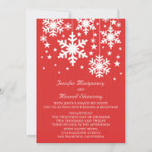 Snowflakes en Stars Wedding Invite, Red Kaart (Voorkant)