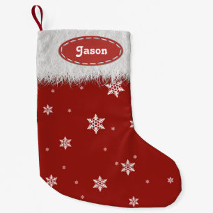 Snowflakes en witte bont - kerstkousen kleine kerstsok