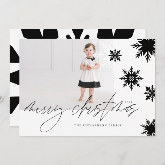 Snowflakes familie met prettige kerst feestdagenkaart (Voorkant / Achterkant)