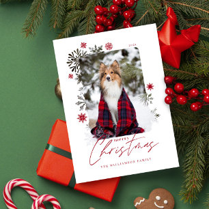 Snowflakes familie van prettige kerstwinter Foto Feestdagenkaart