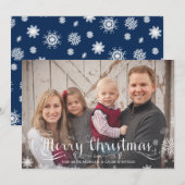 Snowflakes Family - kerstfotokaart Feestdagenkaart (Voorkant / Achterkant)
