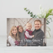 Snowflakes Family - kerstfotokaart Feestdagenkaart (Staand voorkant)
