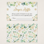 Snowflakes Floral Gold Baby shower Diaper Raffle Visitekaartje (Voorkant /achterkant)