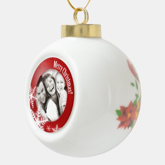 Snowflakes Foto gepersonaliseerd kerstversiering Keramische Bal Ornament (Rechts)