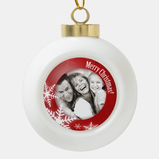 Snowflakes Foto gepersonaliseerd kerstversiering Keramische Bal Ornament (Voorkant)