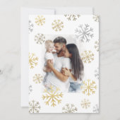 Snowflakes Foto Gold Silver Snow Holiday Script Feestdagenkaart (Voorkant)
