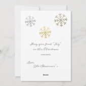 Snowflakes Foto Gold Silver Snow Holiday Script Feestdagenkaart (Achterkant)