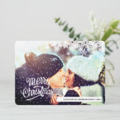 Snowflakes Foto Merry Kerstfeestay Kaart (Staand voorkant)