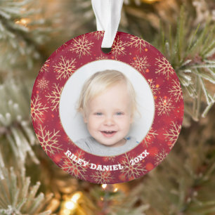 Snowflakes Foto rood acryl Ornament