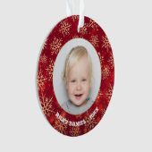 Snowflakes Foto rood acryl Ornament (voorkant)