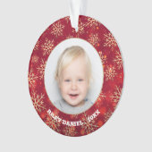 Snowflakes Foto rood acryl Ornament (voorkant)