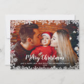 Snowflakes foto van Merry-kerstscript Feestdagenkaart (Voorkant)