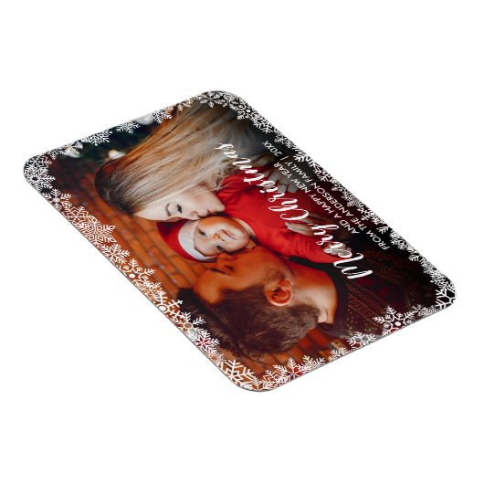 Snowflakes foto van Merry-kerstscript Magneet (Rechterzijde)