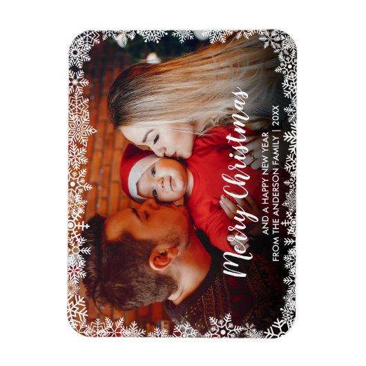 Snowflakes foto van Merry-kerstscript Magneet (Verticaal)