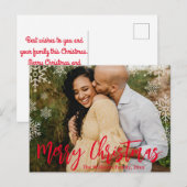 snowflakes foto voor rode kerstmis rode handschrij briefkaart (Voorkant / Achterkant)