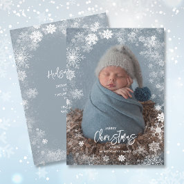 Snowflakes Foto Winter Birth Announements Feestdagenkaart