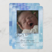 Snowflakes Fotoaankondiging Kaart (Voorkant / Achterkant)