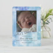 Snowflakes Fotoaankondiging Kaart (Staand voorkant)