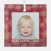 Snowflakes Fotorood Glas Ornament (Voorkant)