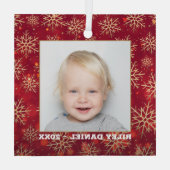 Snowflakes Fotorood Glas Ornament (Achterkant)