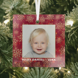 Snowflakes Fotorood Glas Ornament