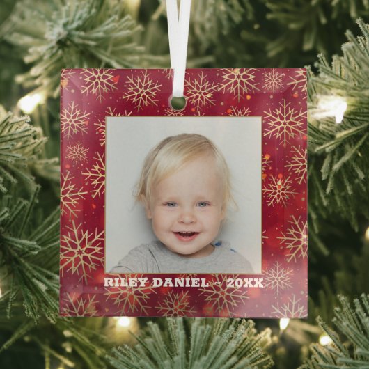 Snowflakes Fotorood Glas Ornament (Insitu)