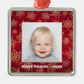 Snowflakes Fotorood Metalen Ornament (Voorkant)