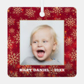 Snowflakes Fotorood Metalen Ornament (Achterkant)