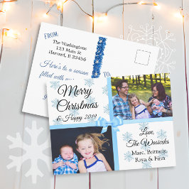 Snowflakes, foto's van de prettige kerstfamilie feestdagenkaart