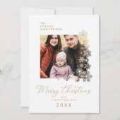 Snowflakes Frame Modern Elegant Chic Christmas Pic Feestdagenkaart (Voorkant)