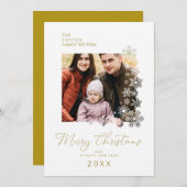 Snowflakes Frame Modern Elegant Chic Christmas Pic Feestdagenkaart (Voorkant / Achterkant)