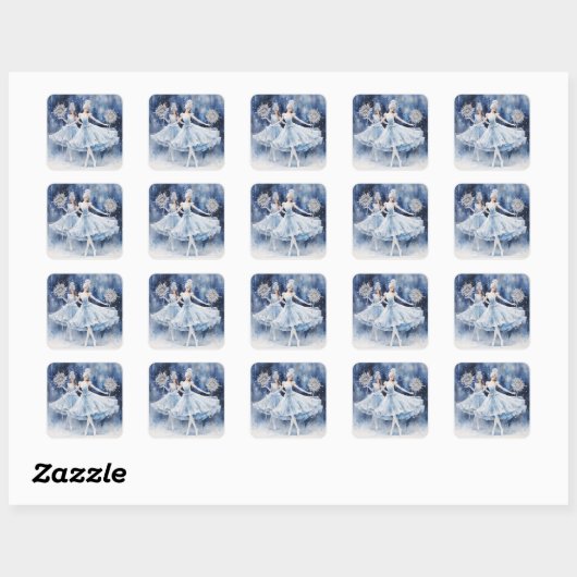 Snowflakes from The Nutcracker Ballet Vierkante Sticker (Vel)