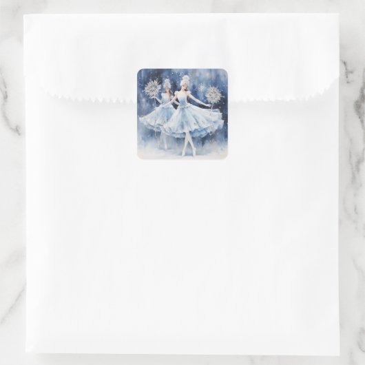 Snowflakes from The Nutcracker Ballet Vierkante Sticker (Tas)