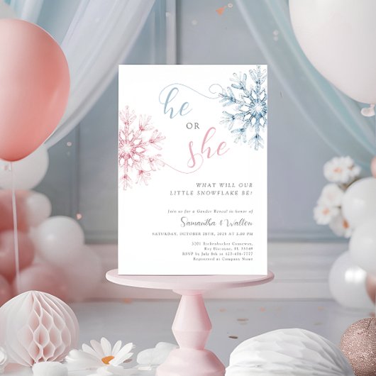 Snowflakes Gender Reveal Party Uitnodiging