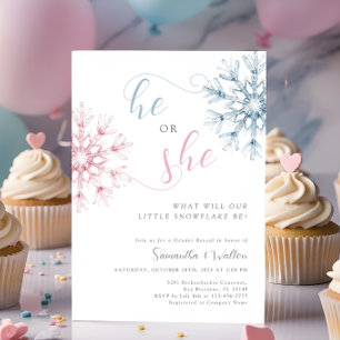 Snowflakes Gender Reveal Party Uitnodiging
