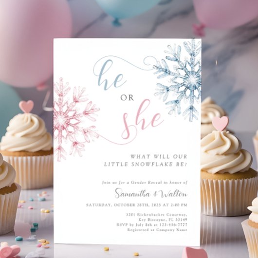 Snowflakes Gender Reveal Party Uitnodiging